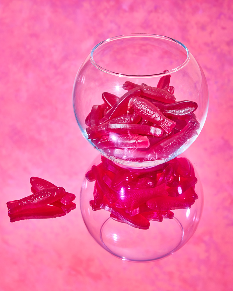 a picture of red fish candy